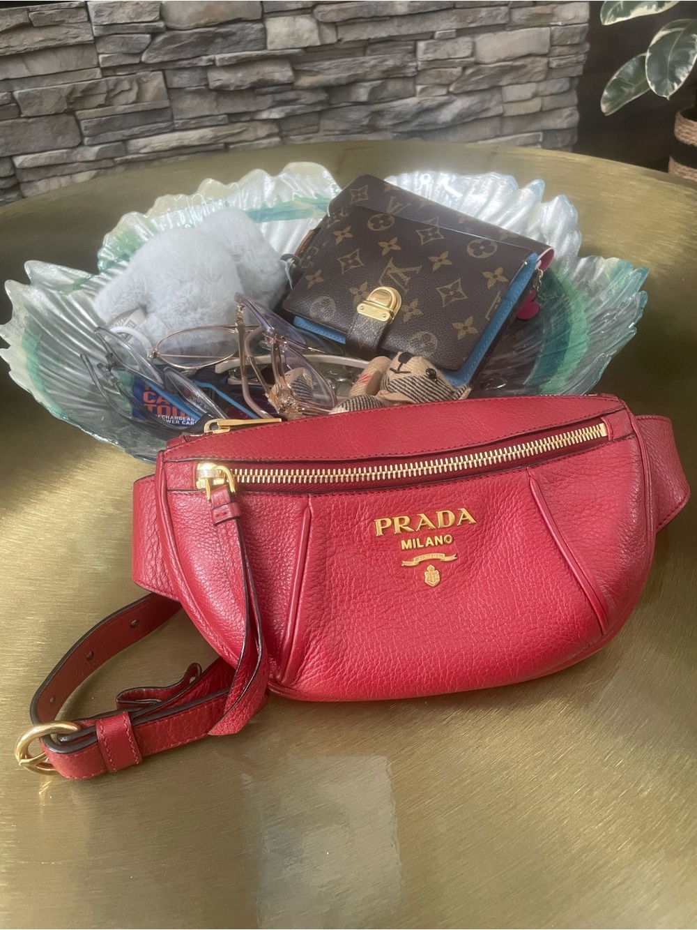 Prada Vitello Daino Mini Belt Bag with Gold Logo